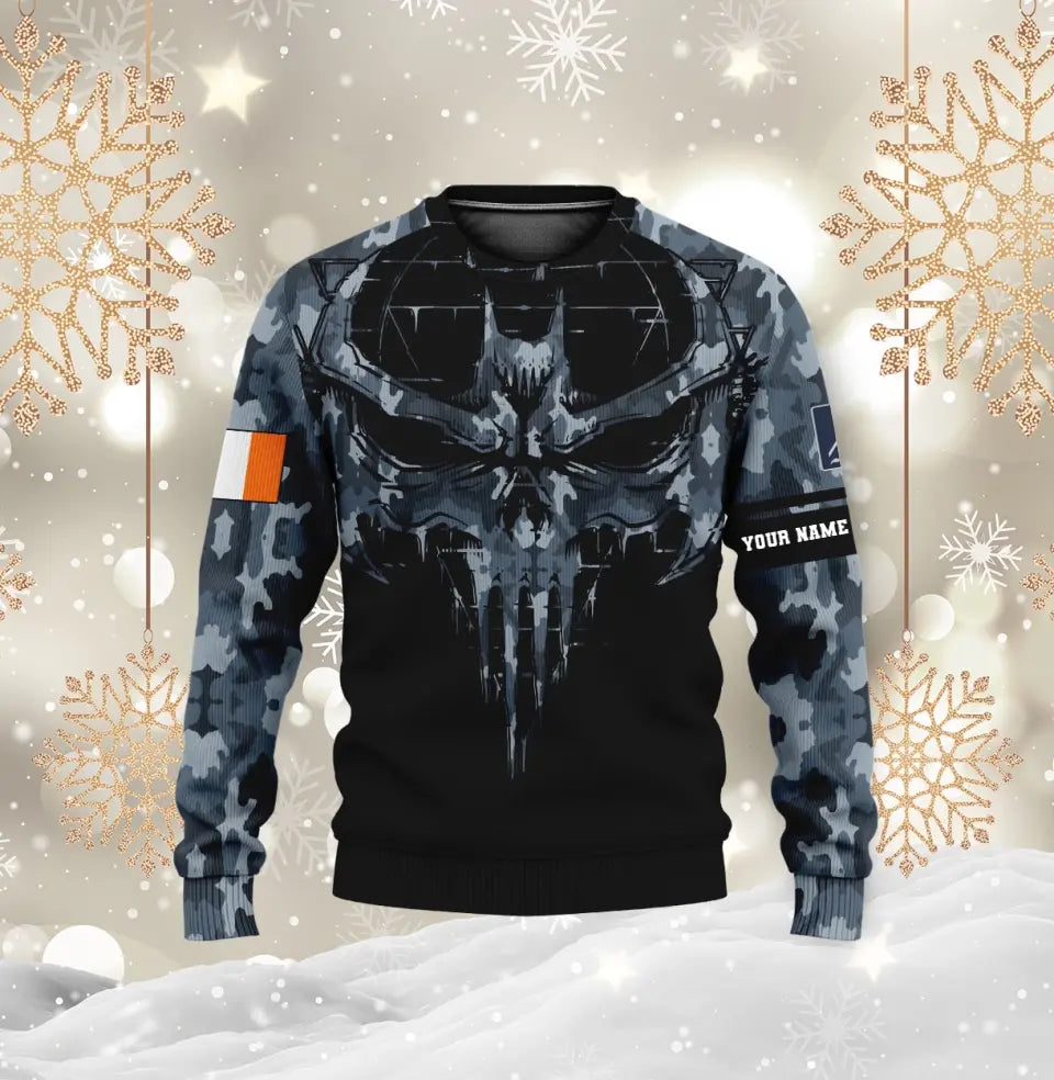 Personalisierter Kapuzenpullover mit irischem Soldaten-/Veteranen-Tarnmuster und Namen und Rang, 3D-Druck – 16977600