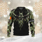 Personalisierter Kapuzenpullover mit irischem Soldaten-/Veteranen-Tarnmuster und Namen und Rang, 3D-Druck – 16977600