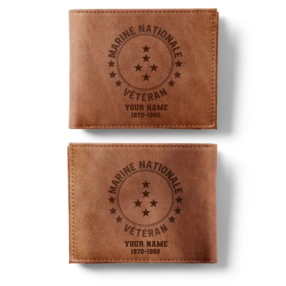 Personalized Rank And Name France Soldier/Veterans Leather Wallet - 16971552