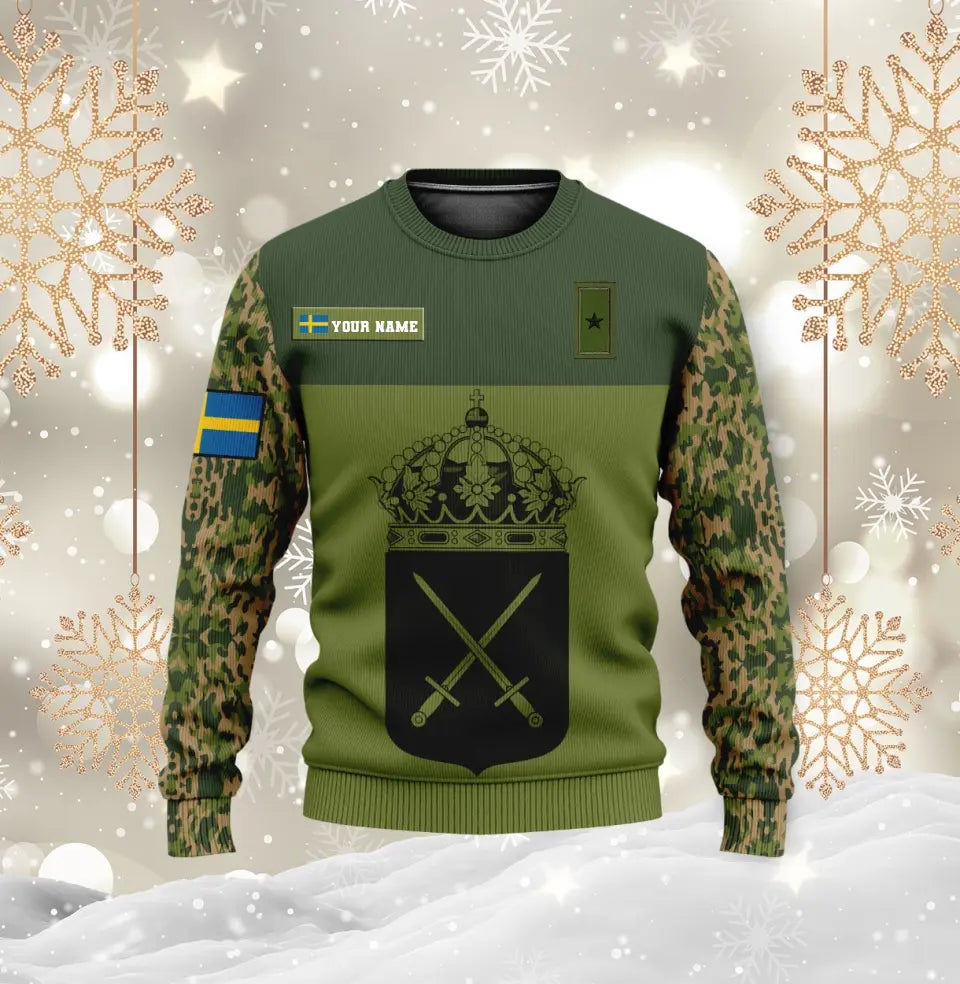 Personalized Sweden Soldier/ Veteran Camo With Name And Rank Hoodie 3D Printed - 0710230001