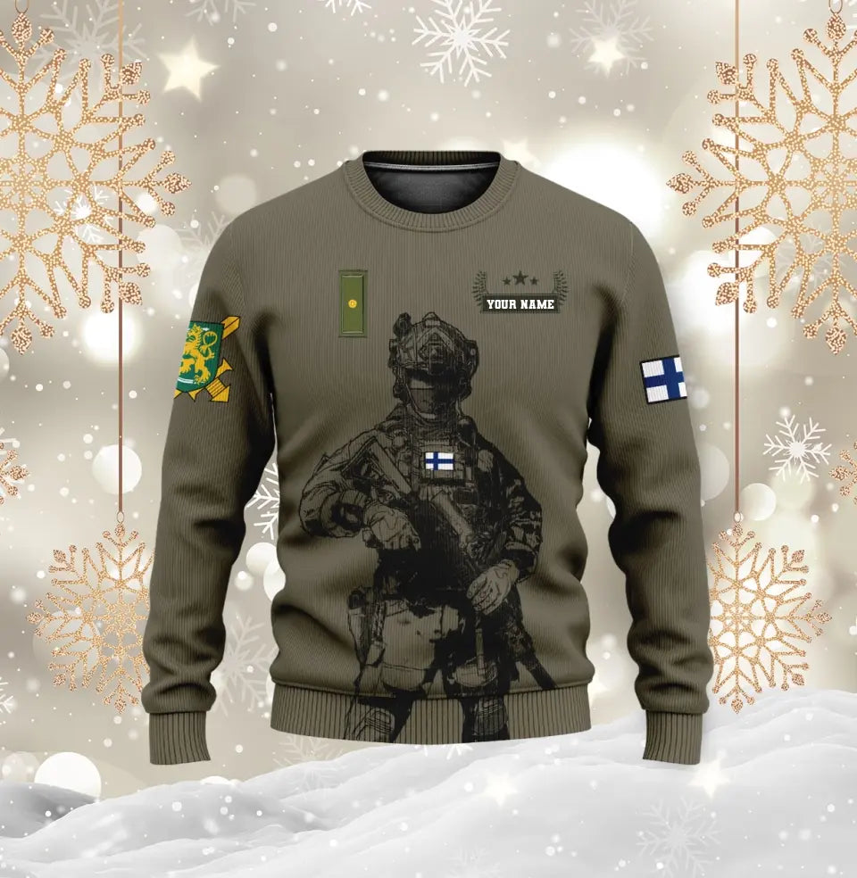 Personalized Finland Soldier/ Veteran Camo With Name And Rank Hoodie 3D Printed - 16968096