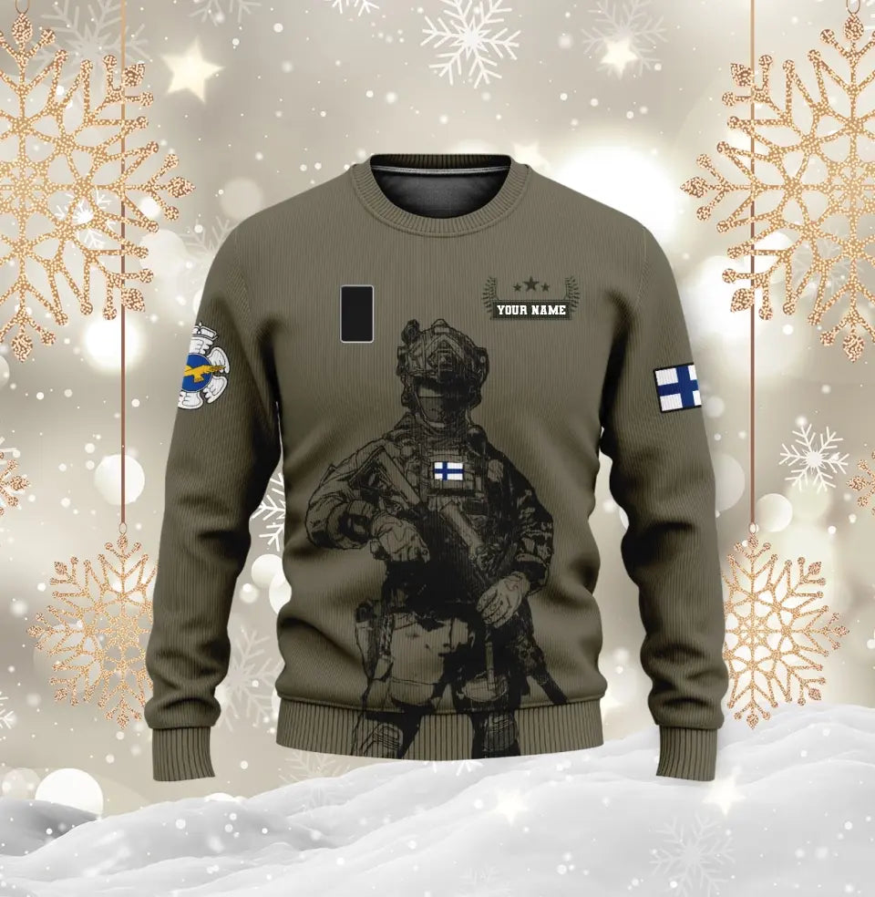 Personalized Finland Soldier/ Veteran Camo With Name And Rank Hoodie 3D Printed - 16968096