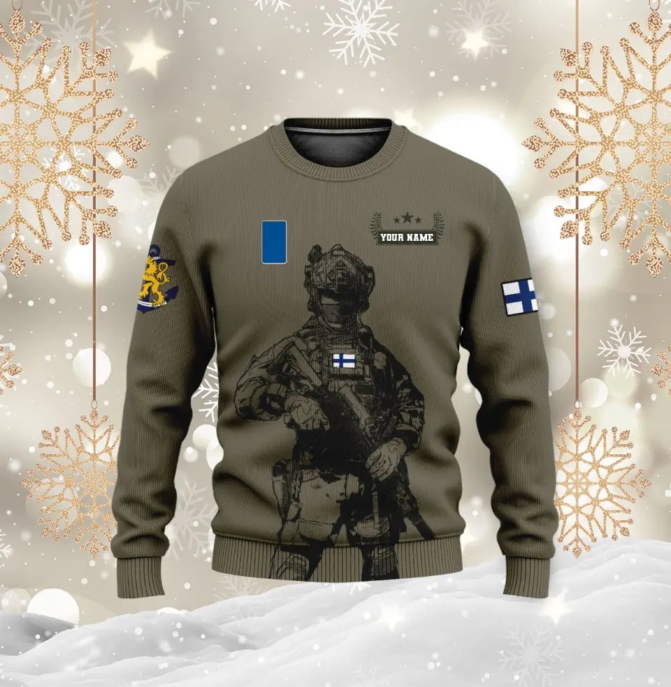 Personalized Finland Soldier/ Veteran Camo With Name And Rank Hoodie 3D Printed - 16968096