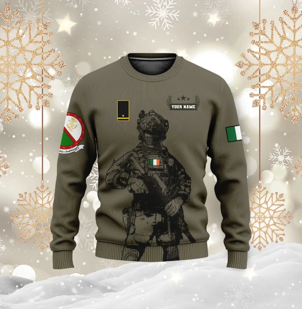 Personalized Ireland Soldier/ Veteran Camo With Name And Rank Hoodie 3D Printed - 0910230001