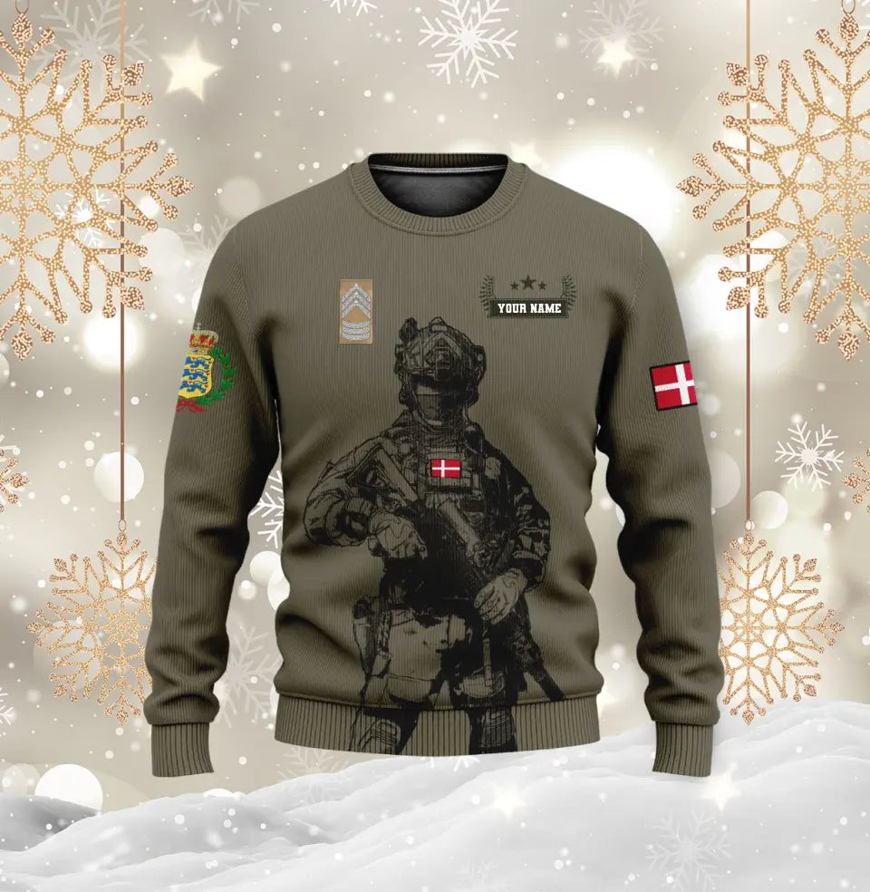 Sweat à capuche personnalisé avec camouflage soldat/vétéran du Danemark avec nom et grade - 16968096