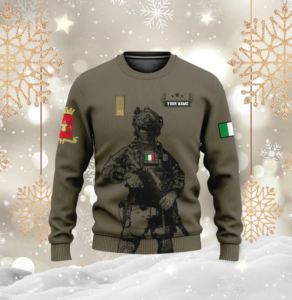 Personalisierter Kapuzenpullover mit Camouflage-Muster für italienische Soldaten/Veteranen mit Namen und Rang – 0910230001