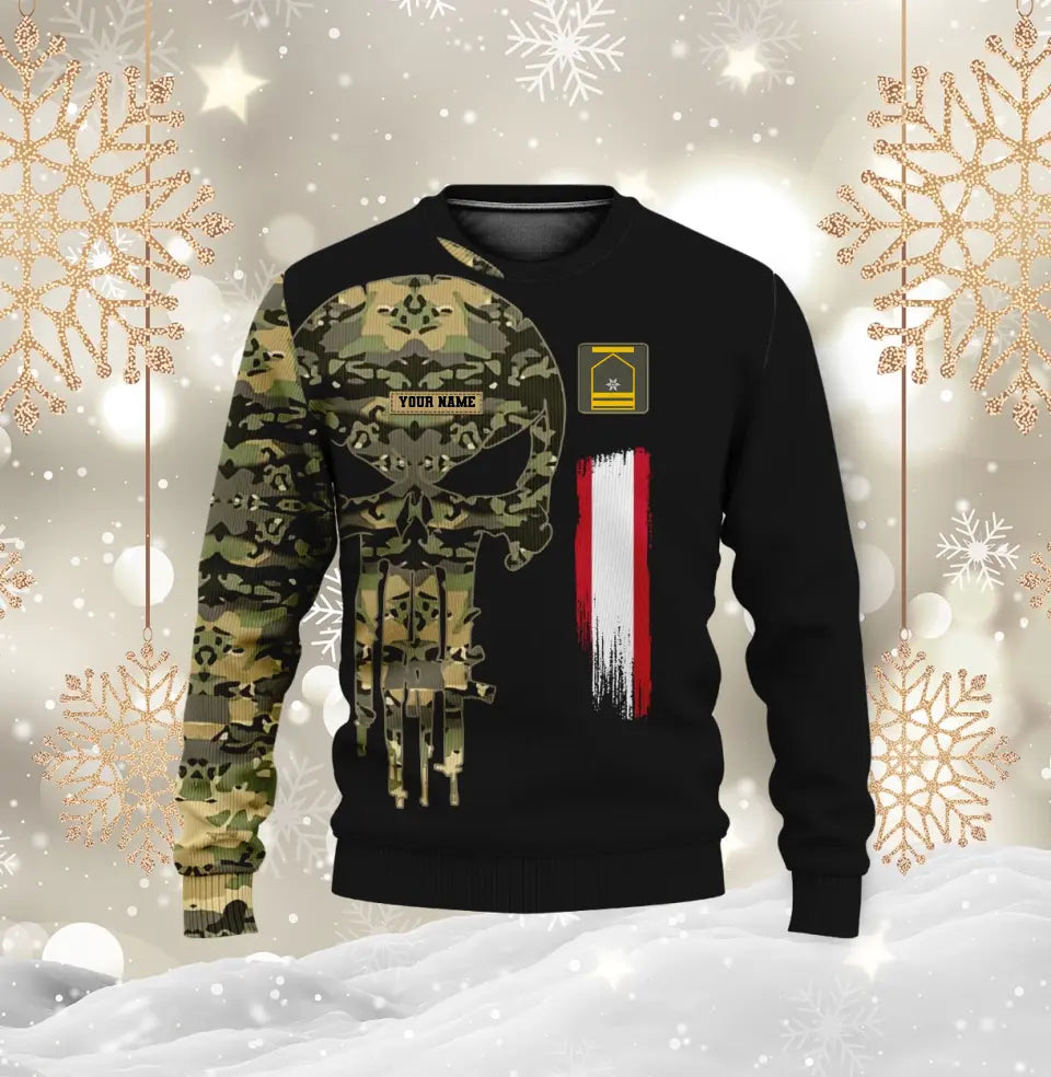 Personalized Austria Soldier/ Veteran Camo With Name And Rank Hoodie - 0211230001