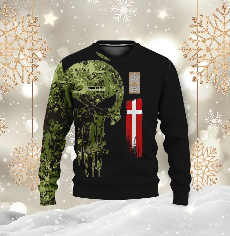 Personalisierter Kapuzenpullover mit Camouflage-Muster für dänische Soldaten/Veteranen mit Namen und Rang – 16988832