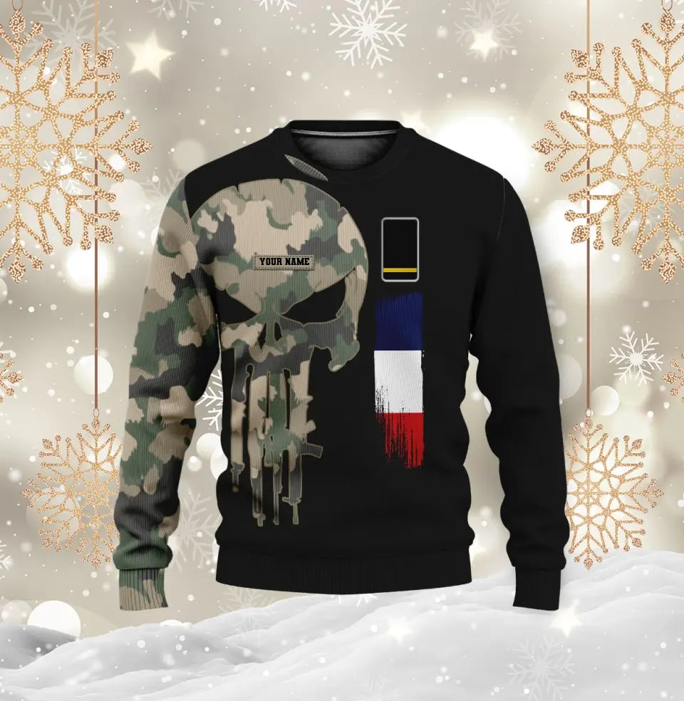 Personalized France Soldier/ Veteran Camo With Name And Rank Hoodie - 0211230001