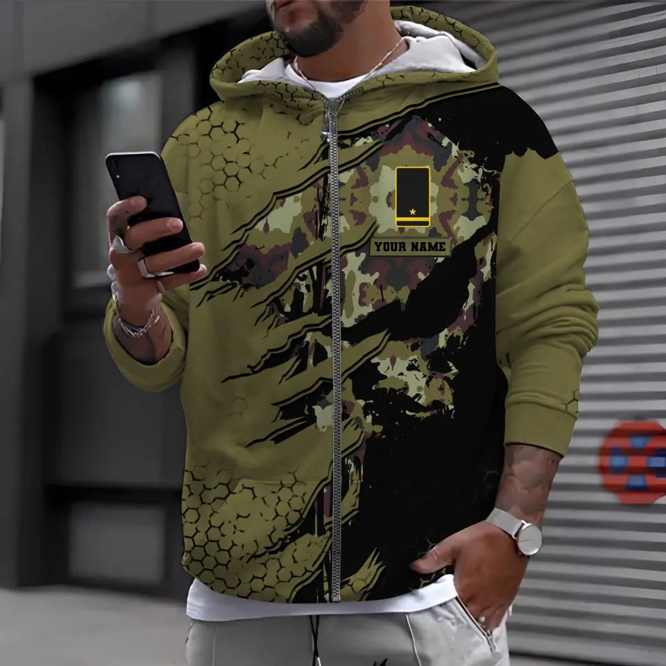 Personalized Ireland Soldier/ Veteran Camo With Name And Rank Hoodie - 1698883201