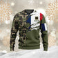 Personalisierter Kapuzenpullover mit Camouflage-Muster für französische Soldaten/Veteranen mit Namen und Rang – 16989696
