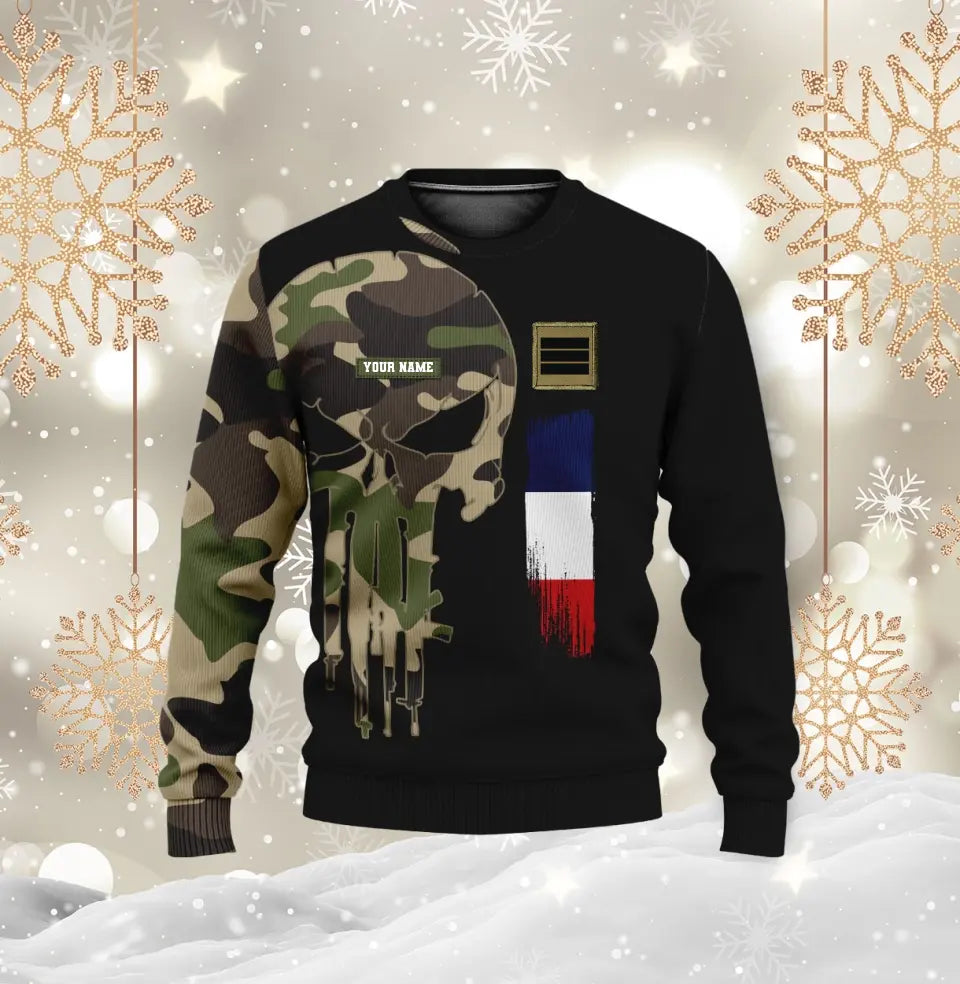 Personalized France Soldier/ Veteran Camo With Name And Rank Hoodie - 0211230001