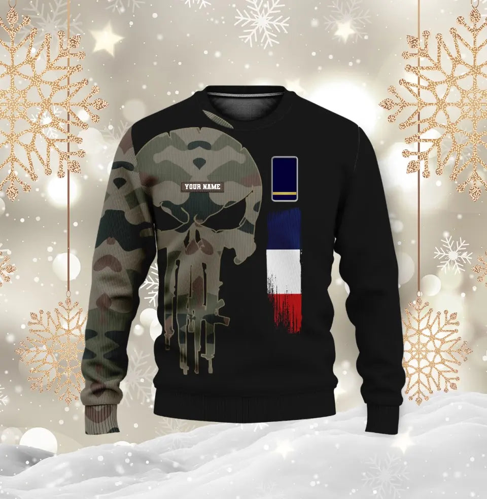 Personalized France Soldier/ Veteran Camo With Name And Rank Hoodie - 0211230001