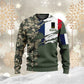 Personalisierter Kapuzenpullover mit Camouflage-Muster für französische Soldaten/Veteranen mit Namen und Rang – 16989696
