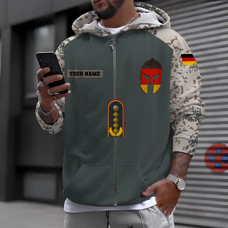 Personalized Germany Soldier/ Veteran Camo With Name And Rank Hoodie 3D Printed - 0611230001