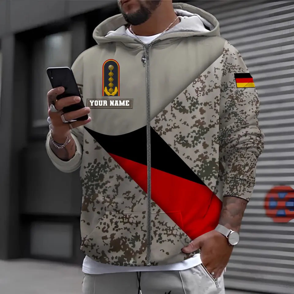 Personalized Germany Soldier/ Veteran Camo With Name And Rank Hoodie 3D Printed - 0611230003