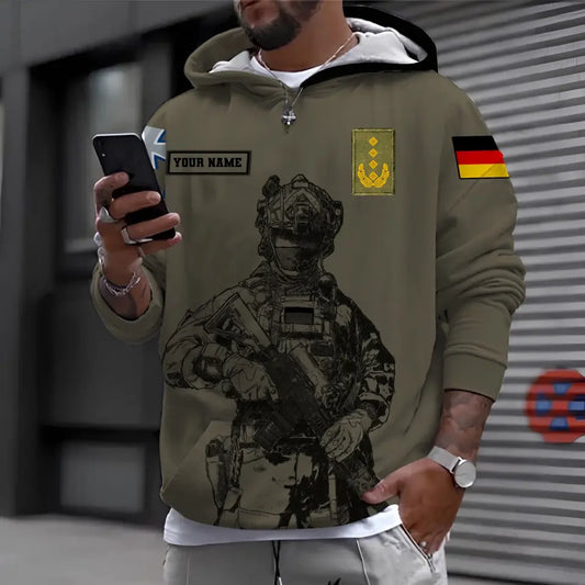 Personalized Germany Soldier/ Veteran Camo With Name And Rank Hoodie 3D Printed - 0611230009
