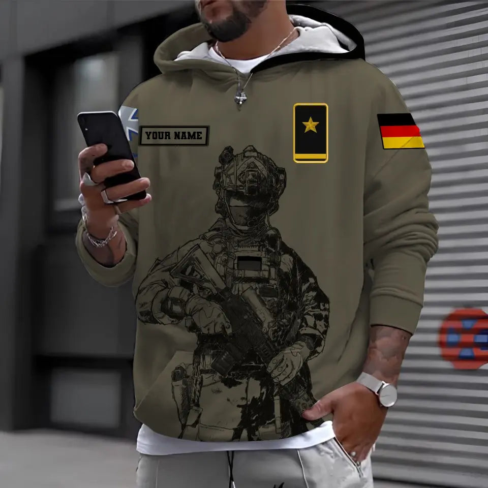 Personalized Germany Soldier/ Veteran Camo With Name And Rank Hoodie 3D Printed - 0611230009