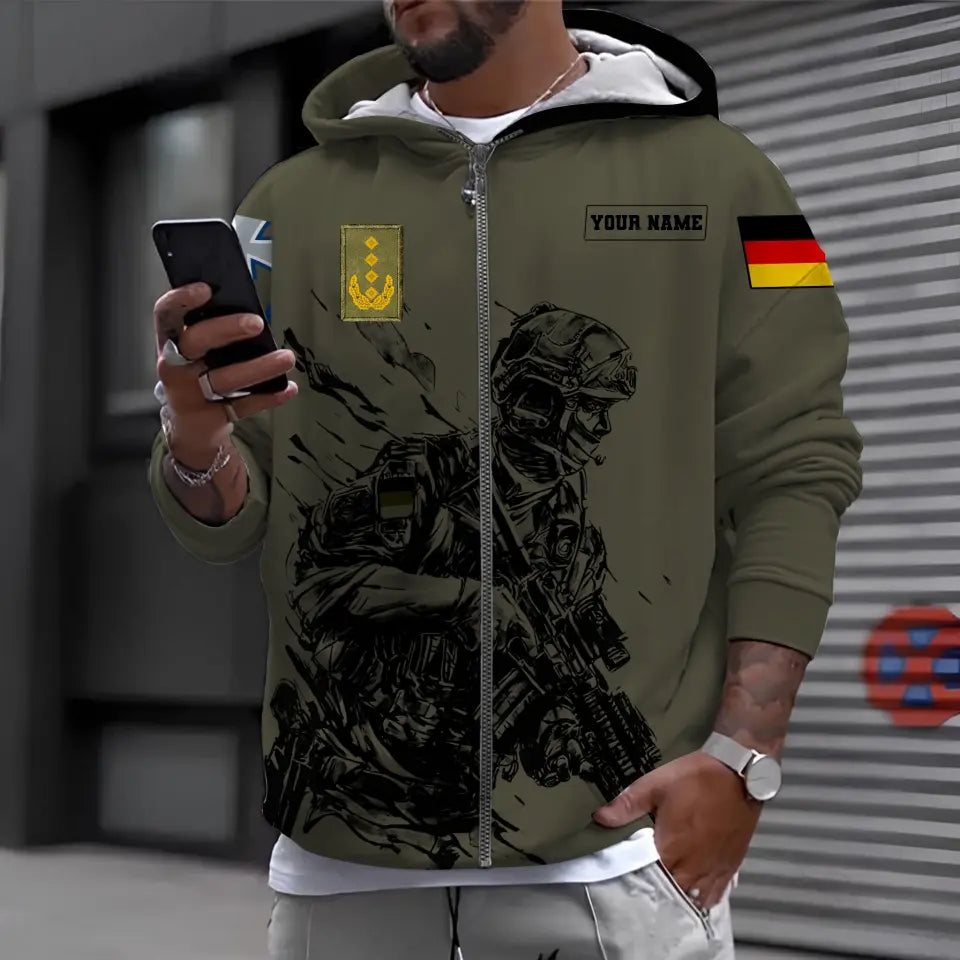 Personalized Germany Soldier/ Veteran Camo With Name And Rank Hoodie 3D Printed - 0611230010