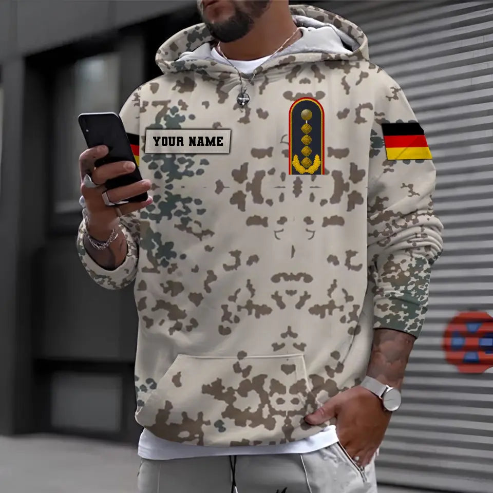 Personalized Germany Soldier/ Veteran Camo With Name And Rank Hoodie 3D Printed - 0711230007