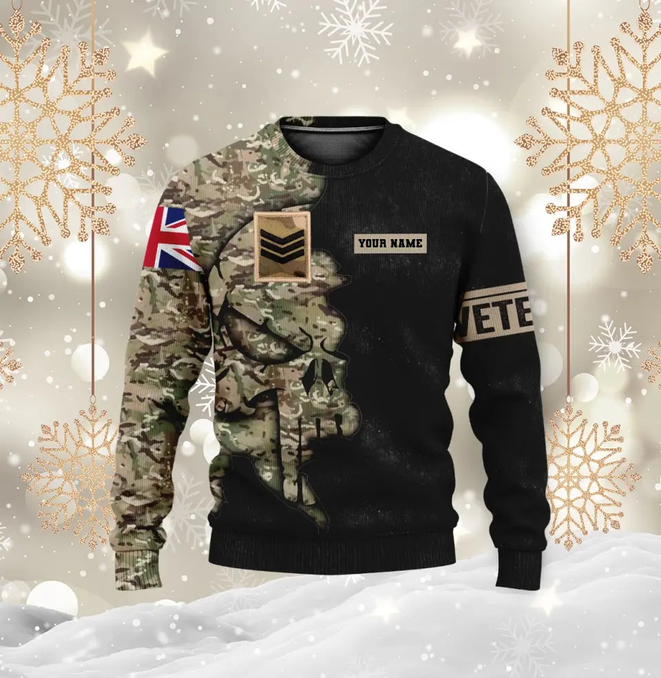 Personalisierter Kapuzenpullover mit Camouflage-Muster für britische Soldaten/Veteranen mit Namen und Rang, 3D-Druck – 1011230002