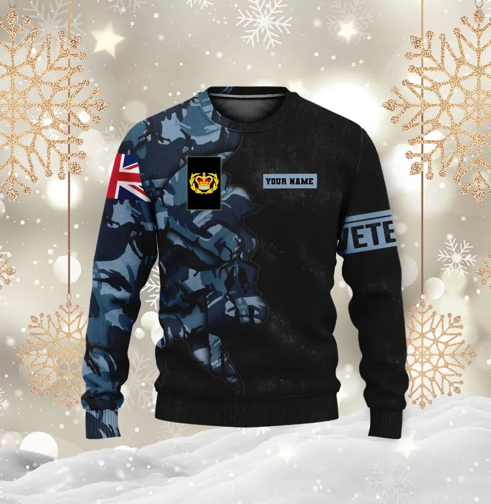 Personalisierter Kapuzenpullover mit Camouflage-Muster für britische Soldaten/Veteranen mit Namen und Rang, 3D-Druck – 1011230002