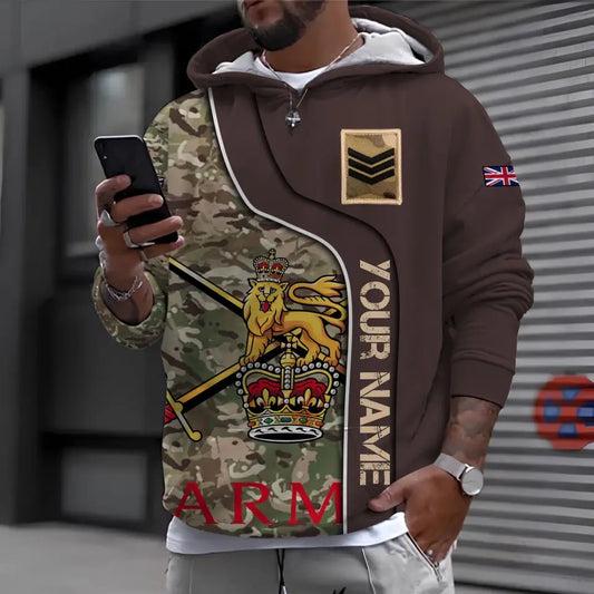 Personalized UK Soldier/ Veteran Camo With Name And Rank Hoodie 3D Printed - 1699574403