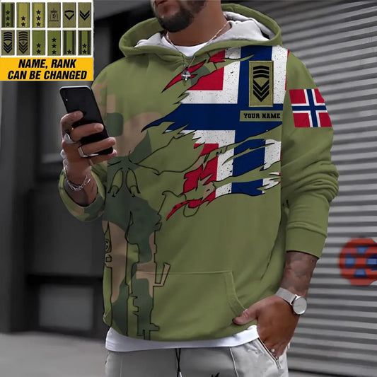 Personalized Norway Soldier/ Veteran Camo With Name And Rank Hoodie - 16995744