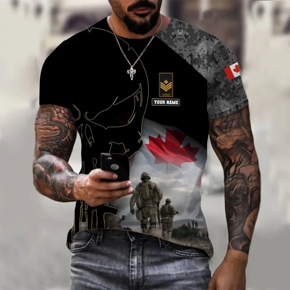 Personalized Canada Soldier/ Veteran Camo With Name And Rank Hoodie 3D Printed - 1910230001