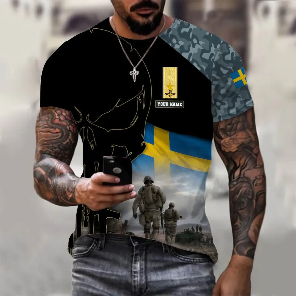 Personalized Sweden Soldier/ Veteran Camo With Name And Rank Hoodie 3D Printed - 1910230001