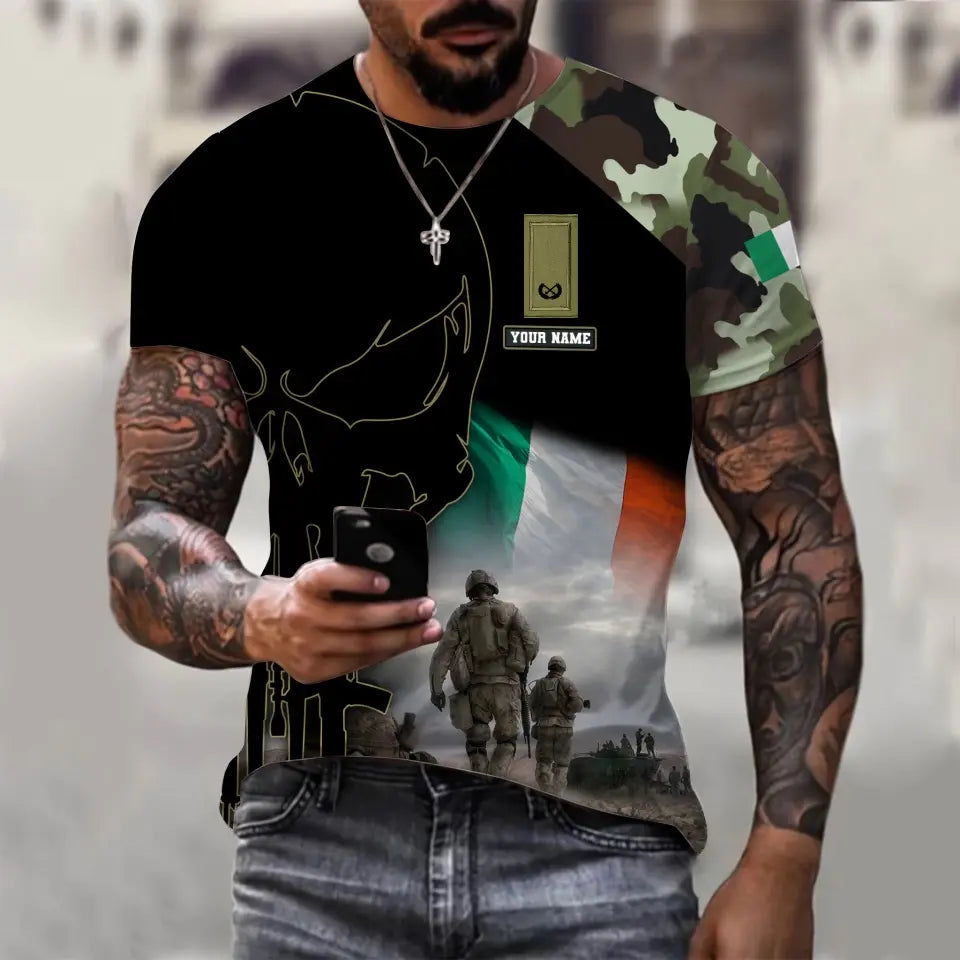 Personalized Ireland Soldier/ Veteran Camo With Name And Rank Hoodie 3D Printed - 1910230001