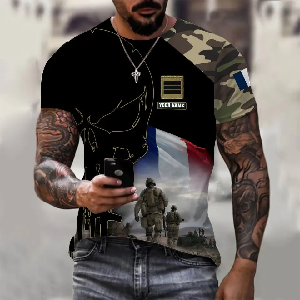 Personalized France Soldier/ Veteran Camo With Name And Rank Hoodie 3D Printed - 1910230001