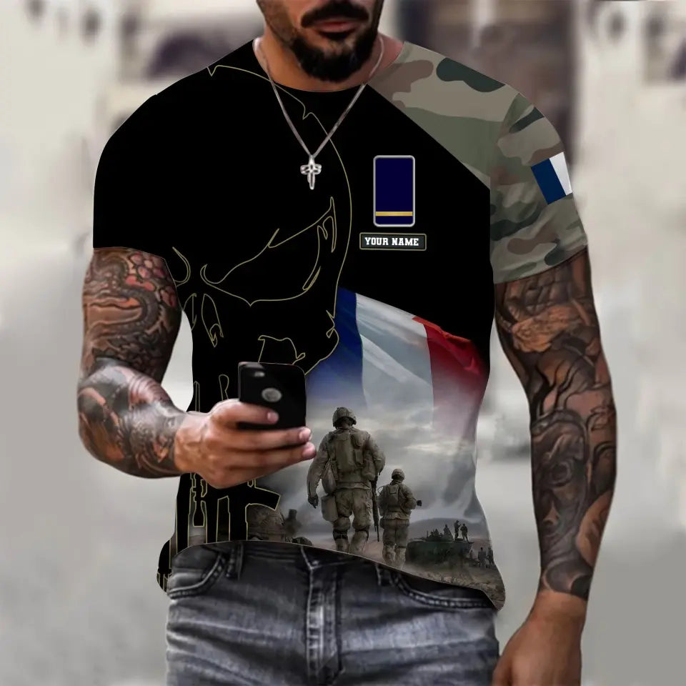 Personalized France Soldier/ Veteran Camo With Name And Rank Hoodie 3D Printed - 1910230001