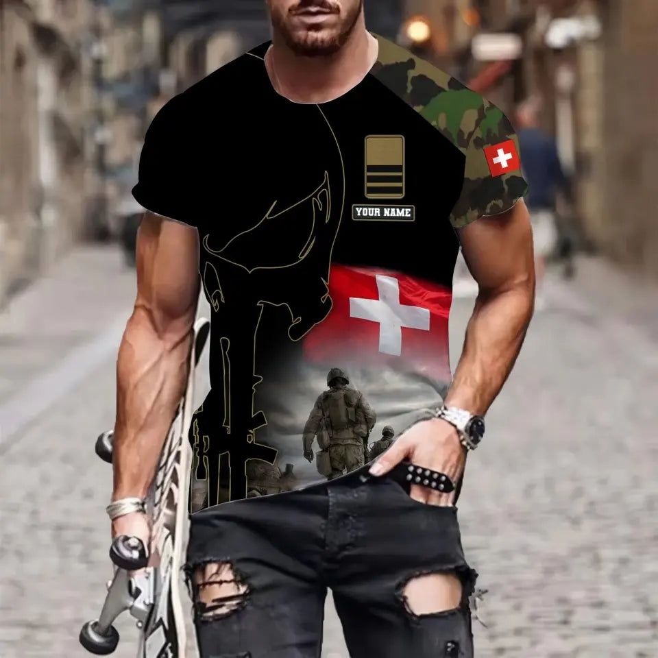 Personalized Swiss Soldier/ Veteran Camo With Name And Rank Hoodie - 16976736