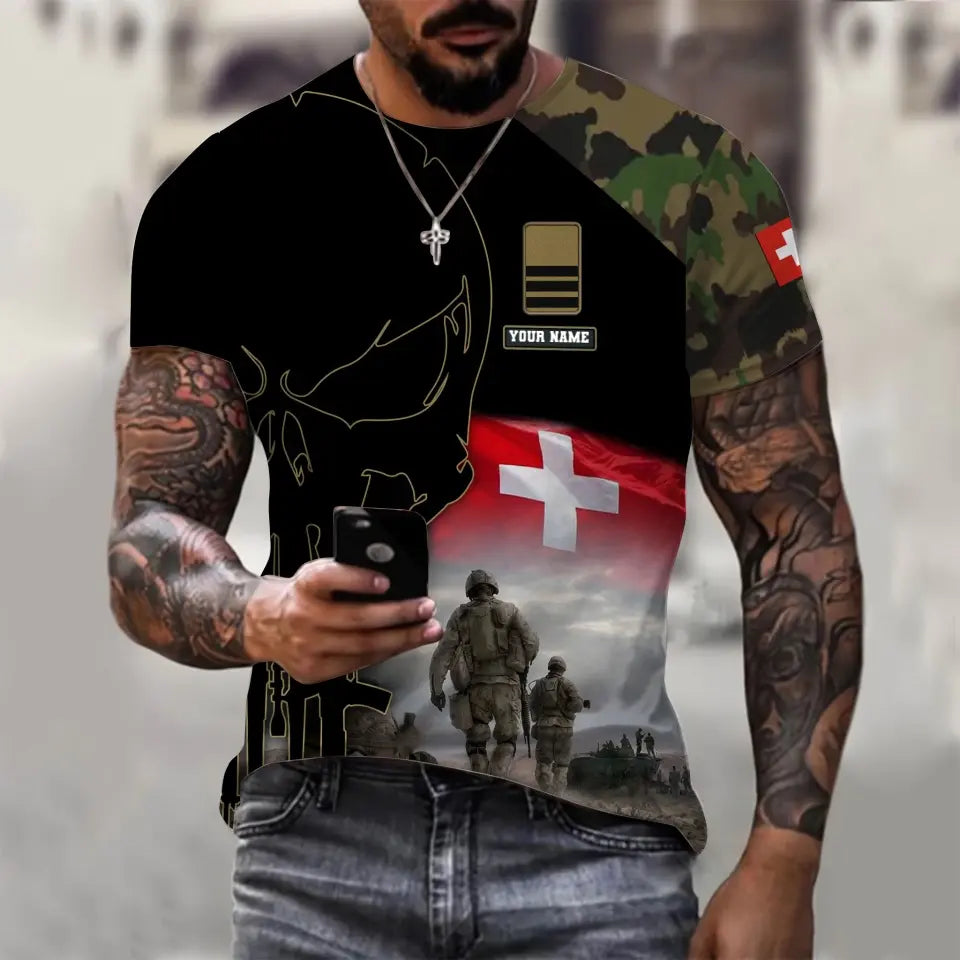 Personalized Swiss Soldier/ Veteran Camo With Name And Rank Hoodie - 16976736