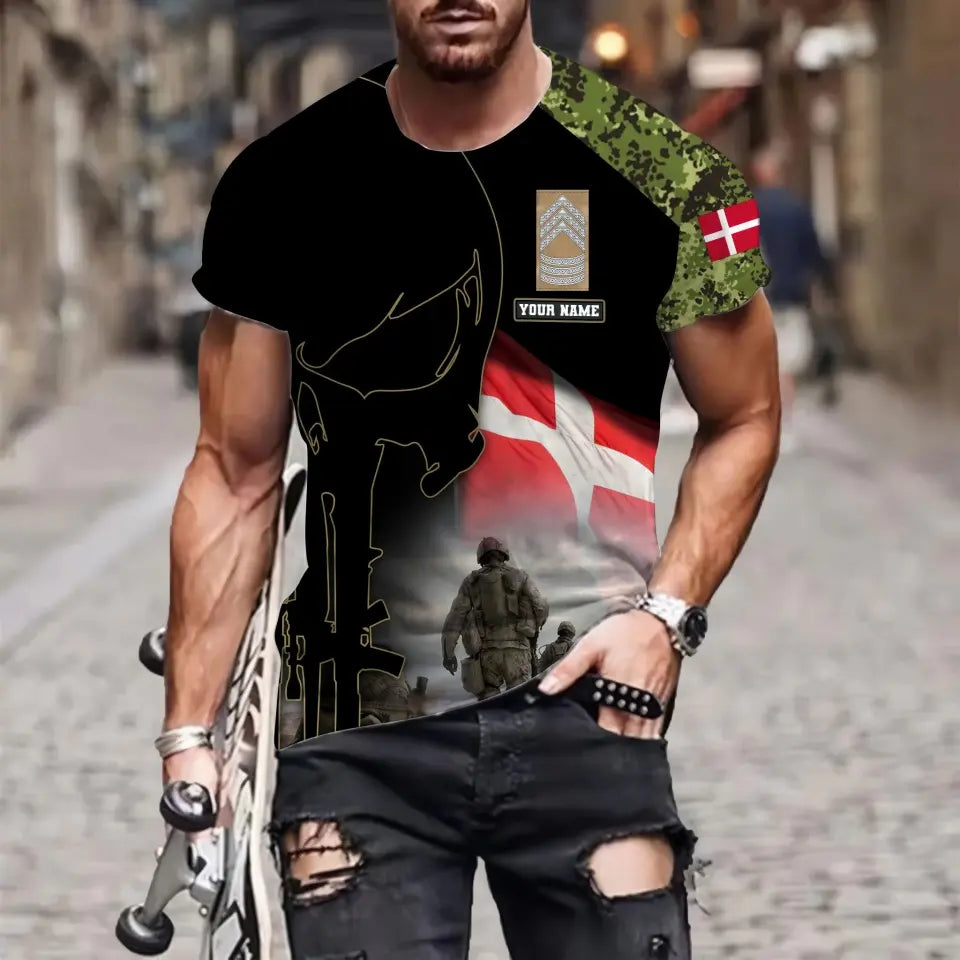 Personalized Denmark Soldier/ Veteran Camo With Name And Rank Hoodie - 16976736
