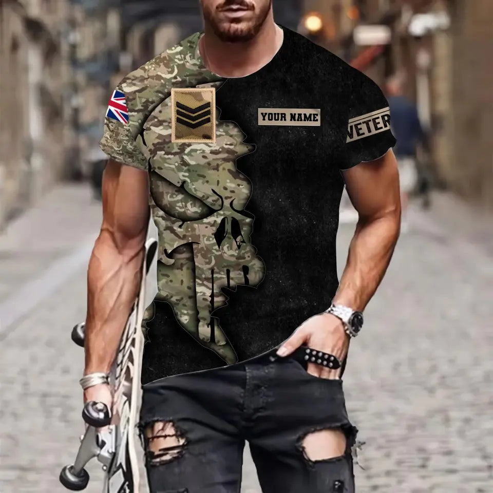 Personalisierter Kapuzenpullover mit Camouflage-Muster für britische Soldaten/Veteranen mit Namen und Rang, 3D-Druck – 1011230002