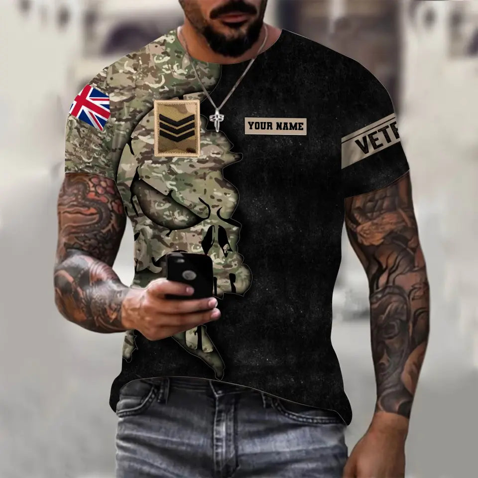 Personalized UK Soldier/ Veteran Camo With Name And Rank Hoodie 3D Printed - 1011230002