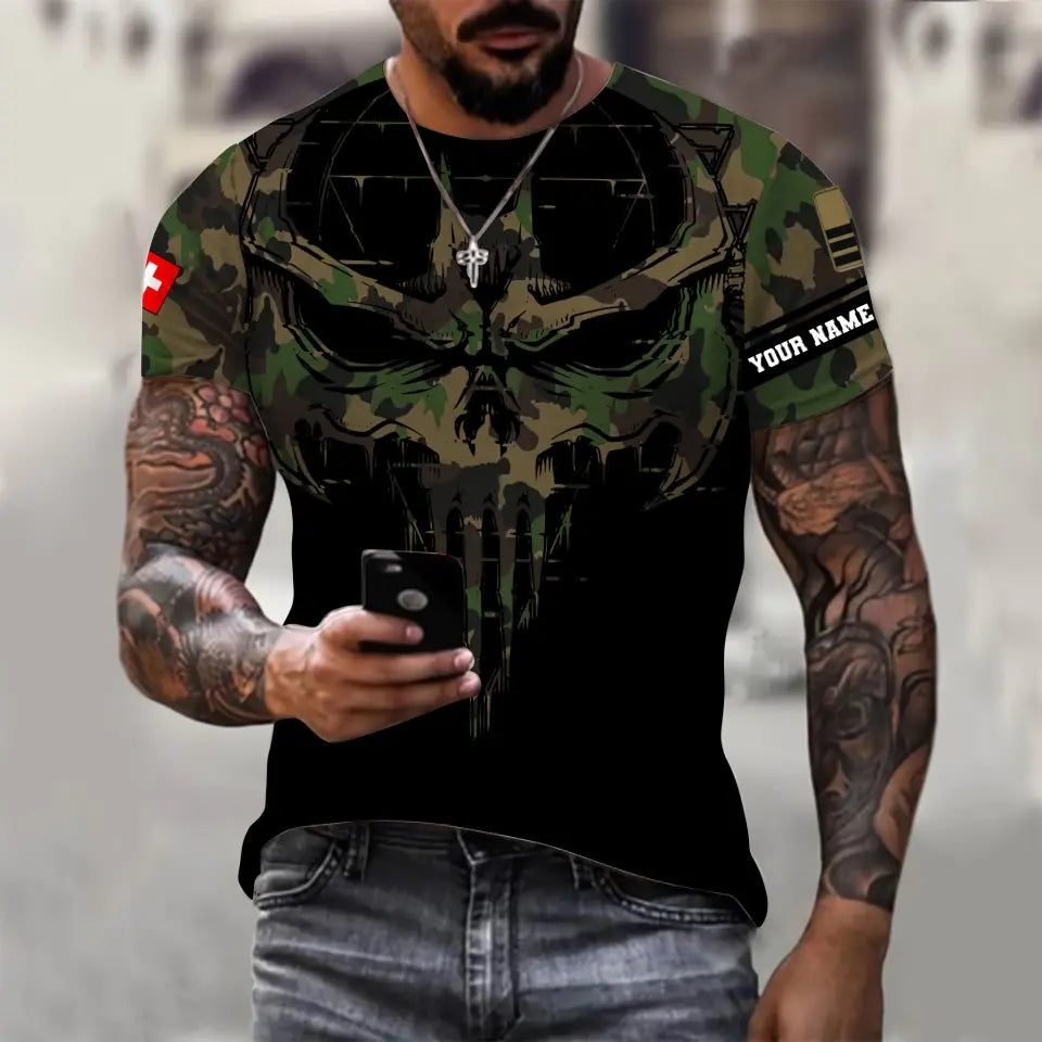 Sweat à capuche personnalisé avec nom et grade de soldat/vétéran suisse - 16977600