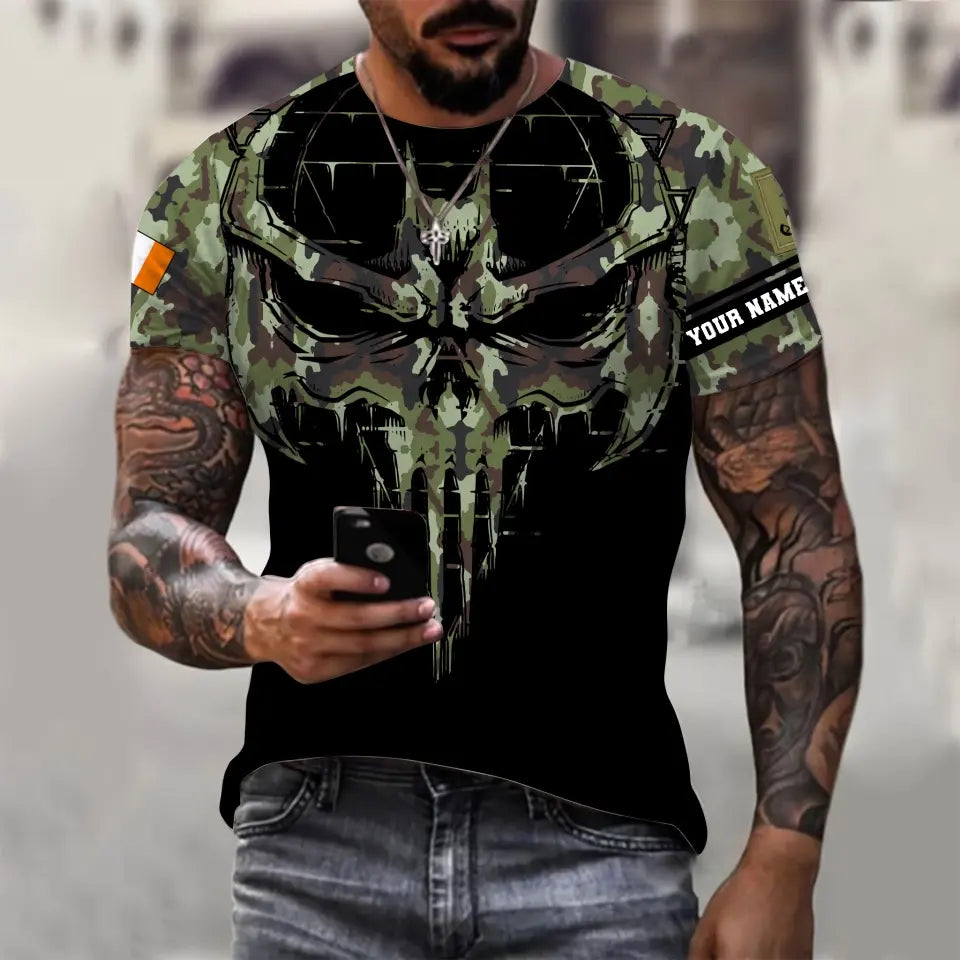 Personalized Ireland Soldier/ Veteran Camo With Name And Rank Hoodie 3D Printed - 2010230001