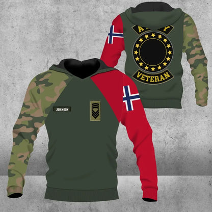 Personalized Norway Solider/ Veteran Camo With Name And Rank Hoodie 3D Printed - 3112220001