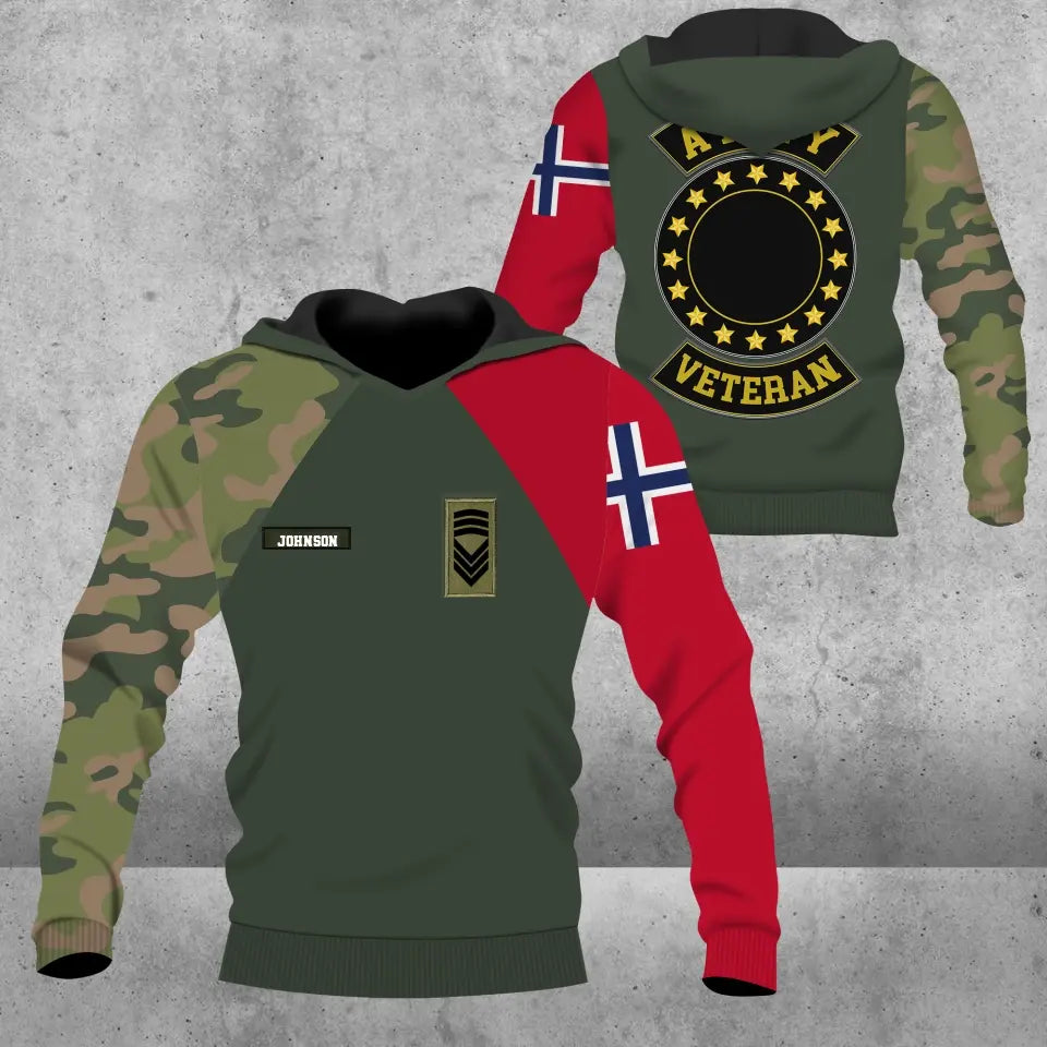 Personalized Norway Solider/ Veteran Camo With Name And Rank Hoodie 3D Printed - 16724448
