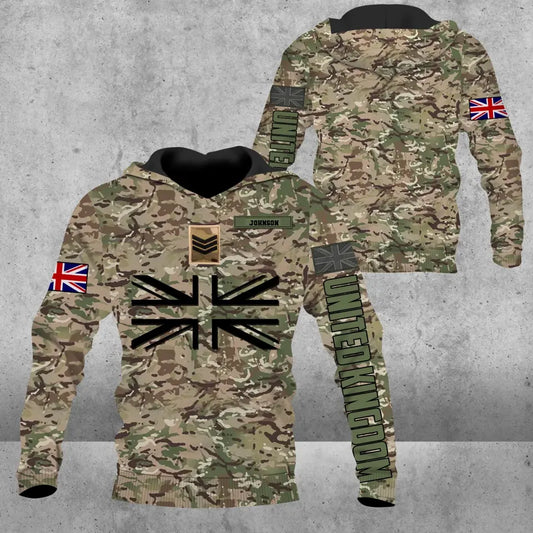 Personalized UK Solider/ Veteran Camo With Name And Rank Hoodie 3D Printed - 3112220003