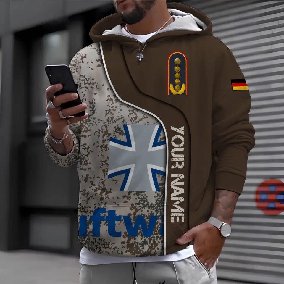 Personalized Germany Soldier/ Veteran Camo With Name And Rank Hoodie 3D Printed - 0711230004