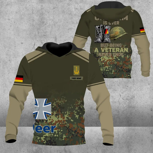 Personalized Germany Soldier/ Veteran Camo With Name And Rank Hoodie 3D Printed -  1508230001