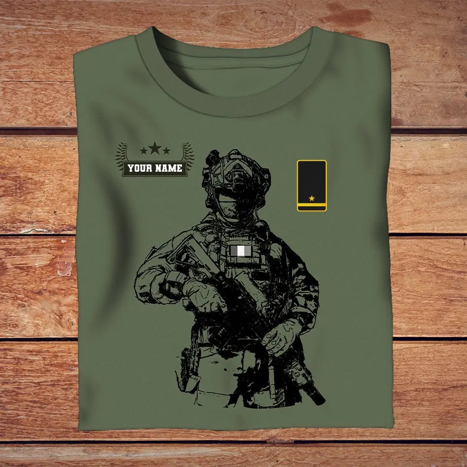 Personalized Ireland Soldier/ Veteran Camo With Name And Rank T-Shirt 3D Printed - 2709230001