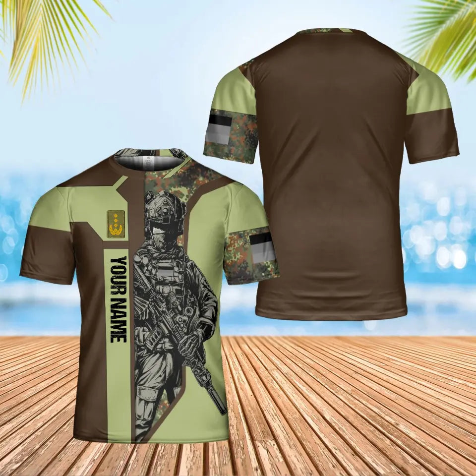Personalized Germany Soldier/ Veteran Camo With Name And Rank T-shirt 3D Printed - 17070048