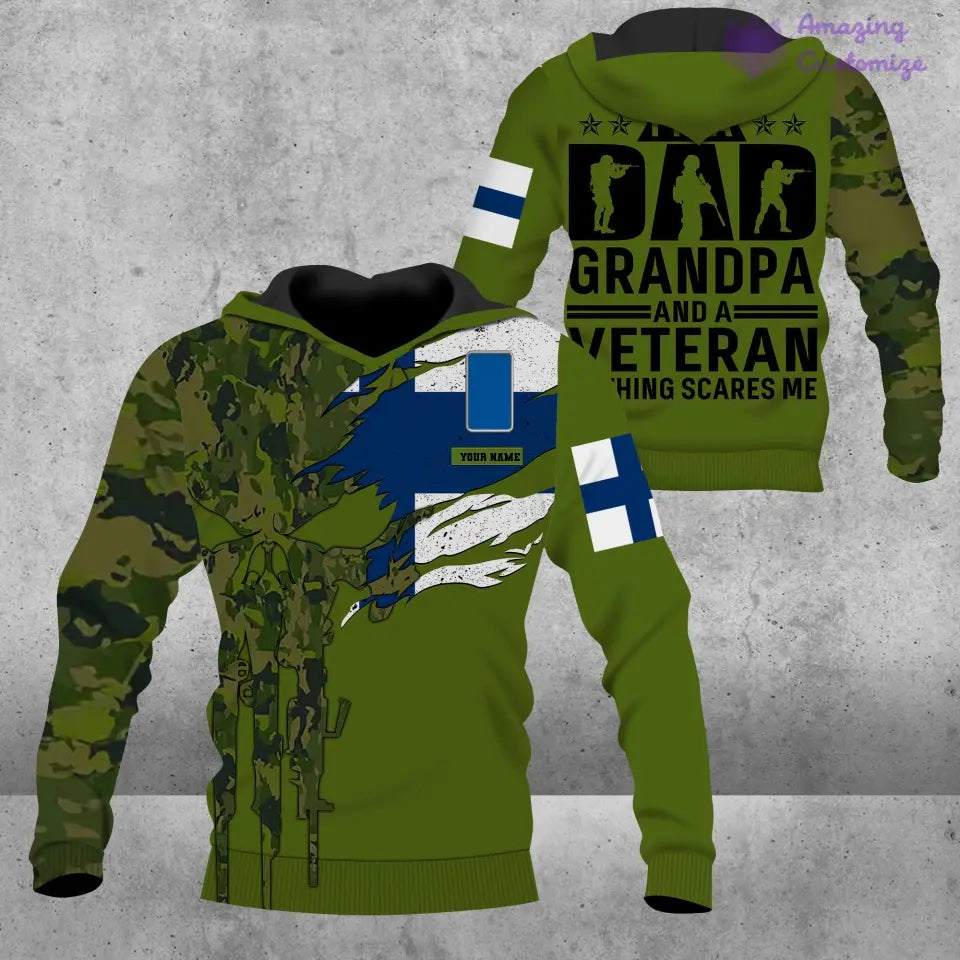 Personalized Finland Soldier/ Veteran Camo With Name And Rank Hoodie - 0607230001