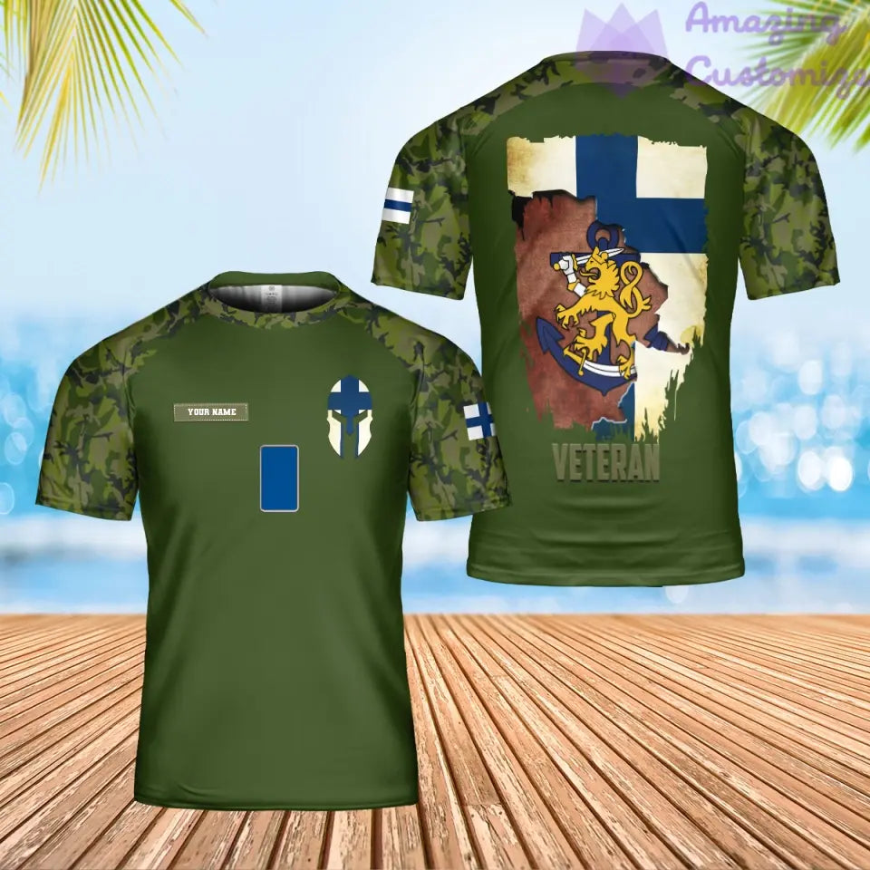 Personalized Finland Solider/ Veteran Camo With Name And Rank T-Shirt 3D Printed - 0102240001