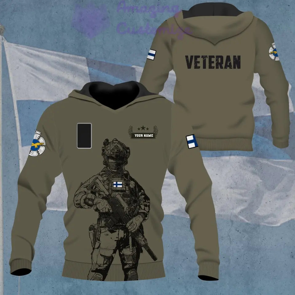 Personalized Finland Soldier/ Veteran Camo With Name And Rank Hoodie - 1306230002